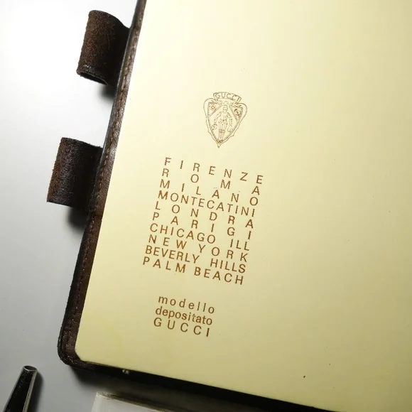 Vintage 1974 Gucci Leather Suede Mini Agenda Made In Italy With Ballpoint Pen